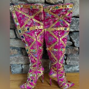 Tall Pink Rhinestone Jem Jewels thigh High Boots Berkley 6